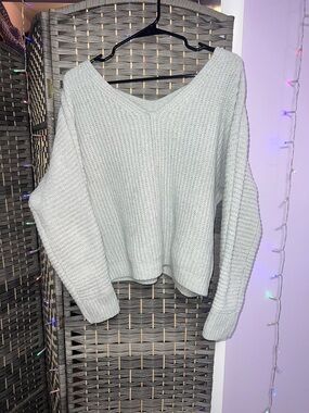 Pink Republic Light Gray V-Neck Chunky Knit Sweater